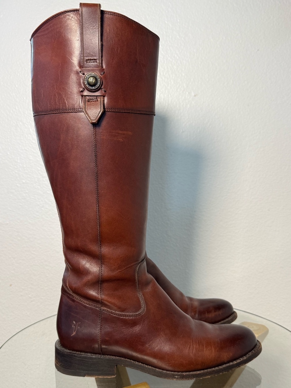 Frye Jayden Button Tall Riding Boots Redwood Wide Extended Calf - Picture 6 of 12